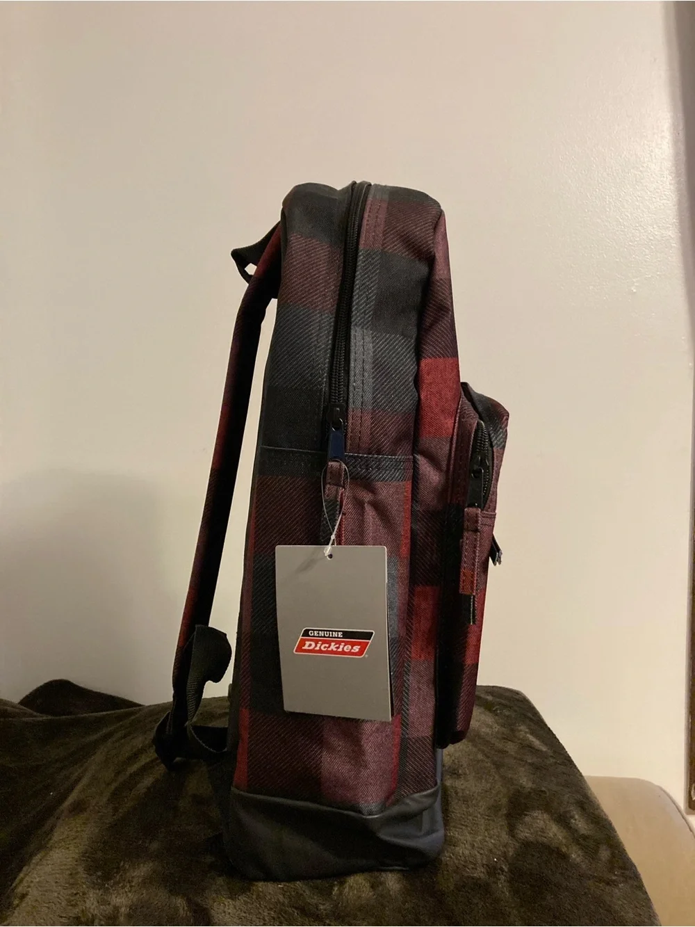 Dickies Varsity red plaid back pack NWT